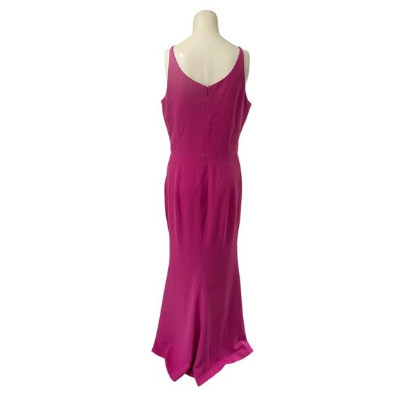 Dress the Population Iris Slit Crepe Long Gown Dress Bright Fuschia Large - Picture 4 of 8